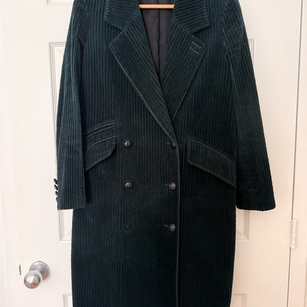 The Kooples Dark Green Corduroy Trench Coat